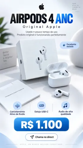 AirPods 4 com ANC | Cancelamento Ativo de Ruído | USB-C