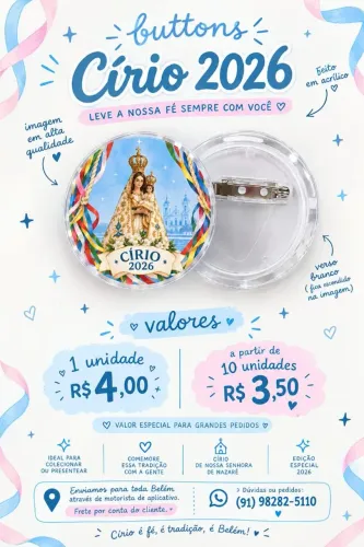 Button de Acrílico Círio 2026 - Nossa Senhora de Nazaré