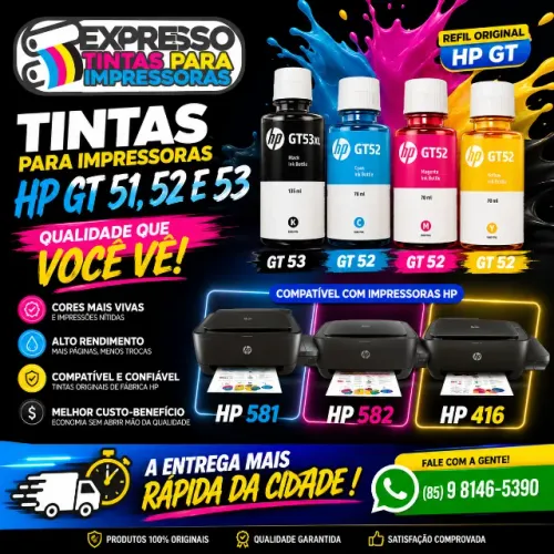 Tinta HP GT51 Tinta HP GT52 Tinta HP GT53 Fale Conosco. Fazemos Entregas.
