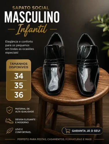 Sapato social masculino infantil