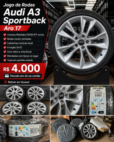 Jogo de rodas aro 17 Audi A3 Sportback com pneu zeros