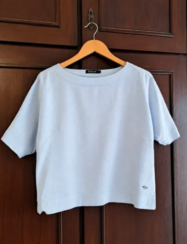 Blusa Richards em Linho Puro - Azul Bebê - Tamanho P