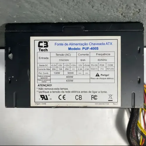 Fonte Real C3tech Modelo: Puf-400s 24pinos 430w