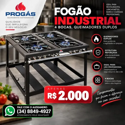 Fogão industrial 4 bocas duplas - Progás