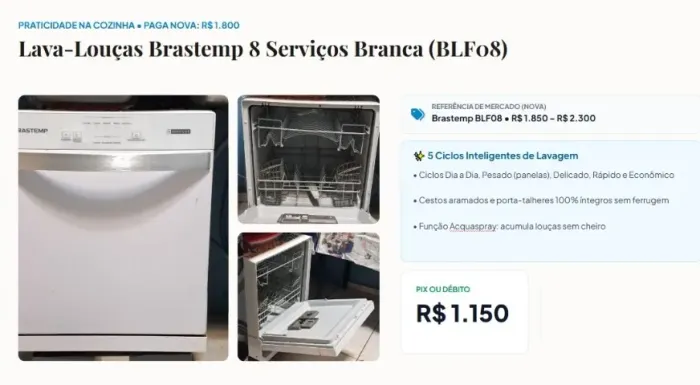 Lava-Louças Brastemp 8 Serviços Branca (BLF08) - Família Vende Tudo