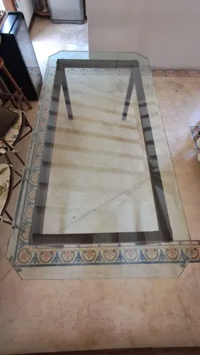 Mesa de vidro 15mm com bisote