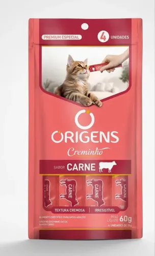 Petisco Para Gatos Origens Creminho 6 Cartelas Total 24tubos