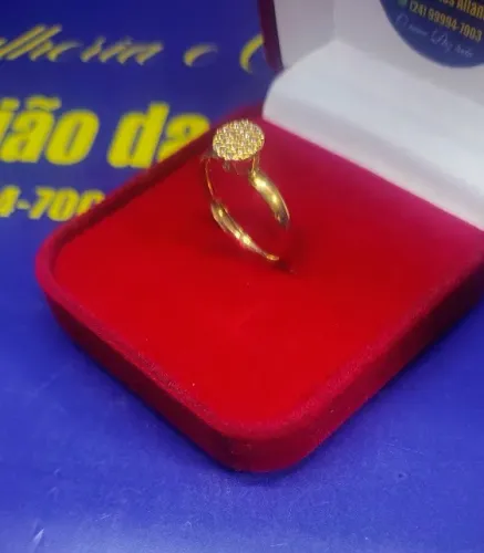 Anel Chuveirinho Diamantes Ouro 18 Kilates Peso 1.10 Gramas 6 mm