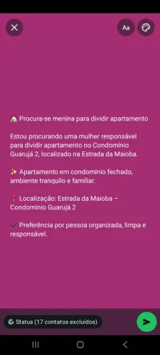 ? Procura-se menina para dividir apartamento no Condomínio Guarujá 2 - Estrada da Maioba.