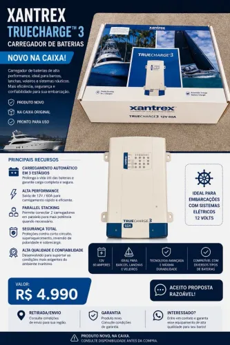 ? XANTREX TRUECHARGE? 3 ? 12V / 60A ? NOVO NA CAIXA ?