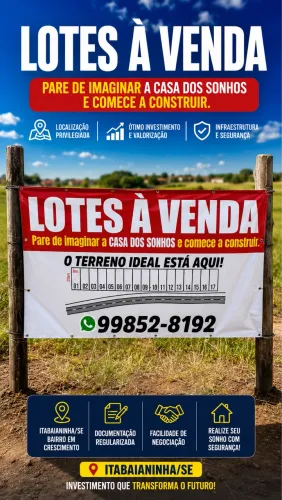 Terreno/Lotes à Venda em Itabaianinha, Povoado Taboca 