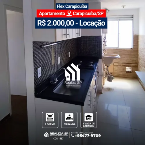 Apartamento Para Locação 48m² Condomínio Flex Carapicuíba SP