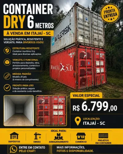 Container Dry 6 Metros em Itajaí - Oportunidade à Venda