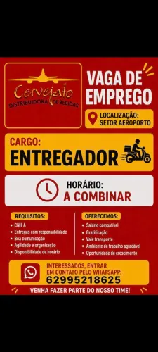 Vaga de emprego para distribuidora de bebidas 