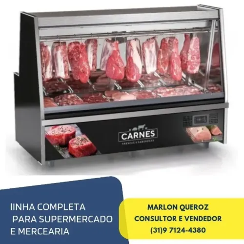 Balcão de Açougue 2M Vidro Reto Gelopar
