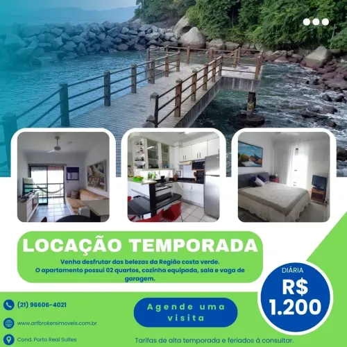Apartamento para locação temporada no condomínio Porto Real Resort