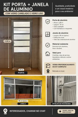 Janela + porta de alumínio com vidro