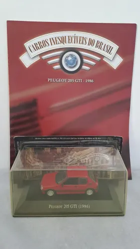 MT Peugeot 205 GTI 1986 Miniatura Antiga Carros Inesquecíveis do Brasil 1:43 c/ Revista