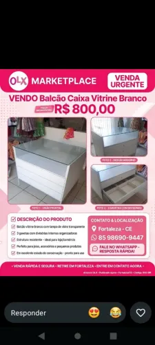 Balcão caixa vitrine branca