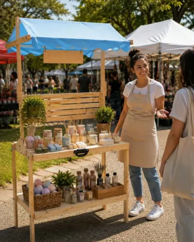 Bancada de Vendas Portátil - Dobrável e Transforma em Maleta