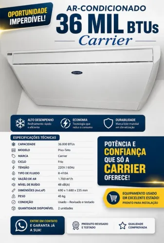 Ar condicionado 36.000 btus carrier semi novo