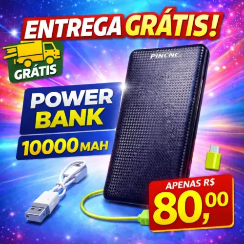 Power Bank 10000mAh Portátil PINCNC - Carregador Externo Universal com Entrega Grátis