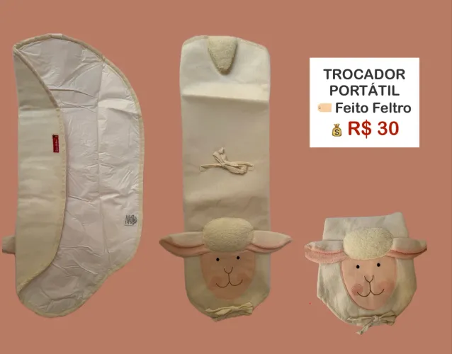 Trocador Portátil para Bebês de Ovelhinha - Feito Feltro
