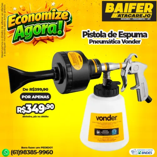 Pistola de Espuma Lava Auto Pneumática Vonder