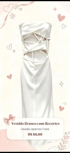 Vestido branco mid com recorte( usado uma vez)