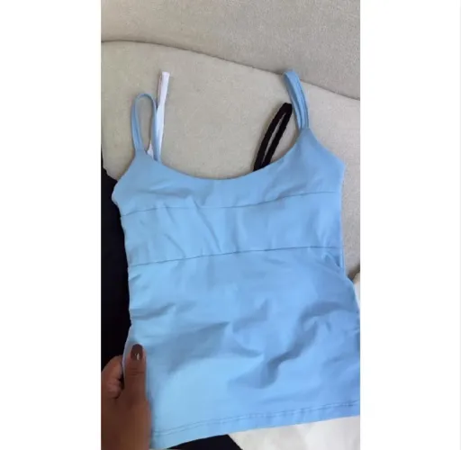 Blusa alça fina poliamida azul bebê m