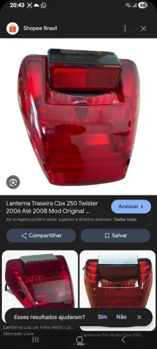 Lanterna traseira. CBX 300
