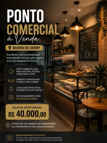 Ponto Comercial à Venda no Derby ? Em Funcionamento e Pronto para Operar