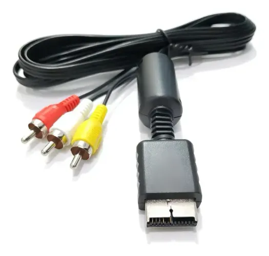 Cabo Adaptador RCA 2m Preto AV PS1 PS2 PS3 Som Imagem