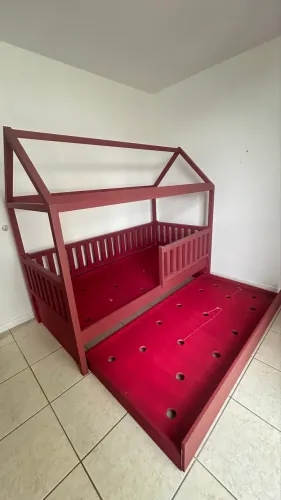 ? Cama Montessoriana Casinha com Cama Auxiliar ? Madeira Maciça Reforçadat