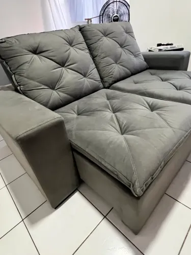 Sofá retrátil e reclinável Suede Cinza - excelente estado