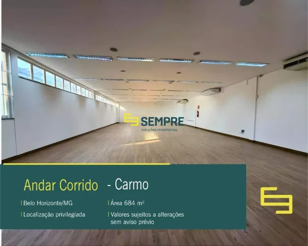 Andar corrido para alugar no Carmo em Belo Horizonte/MG