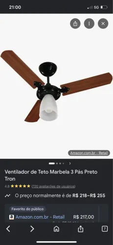 Vendo três ventiladores de teto marbela