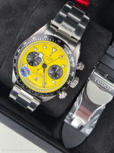 Relogio Tudor Black Bay Chrono Modelo Novo "Bumblebee" Com 2 pulseiras Super Clone 