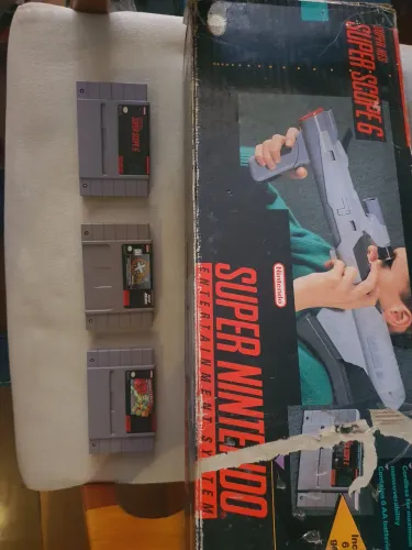 SNES super scope super Nintendo com 3 jogos originais na caixa
