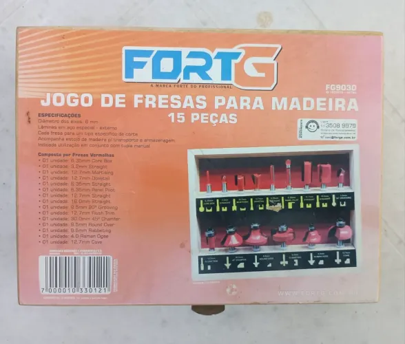 Jogo de Fresas para Madeira com 15 Peças