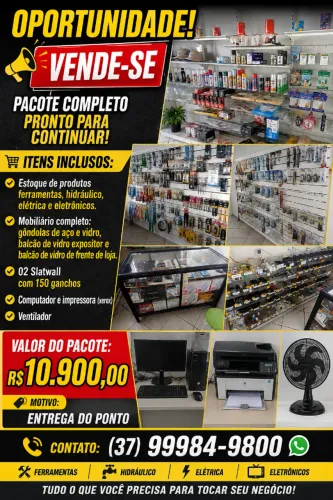 Vendo estoque de produtos hidráulico, elétrica e ferramentas. Mobiliário gondolas