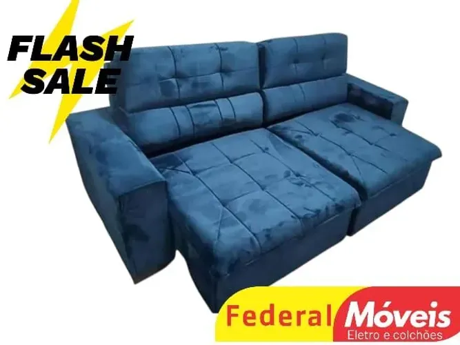 Sofá Retrátil Reclinável 2,30m Veludo Mega Oferta - Fazemos Entregas