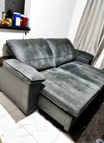 Sofá retrátil e Reclinável Cinza