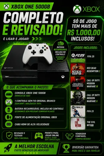 Xbox One 500GB + Mil Reais em Jogos Comprados