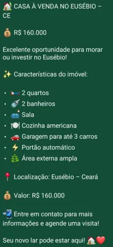 Casa a venda no jabuti Eusébio