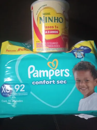 Fralda Pampers e leite ninho 