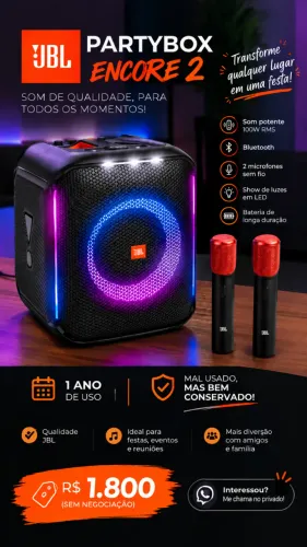 Som JBL com 2 Microfones