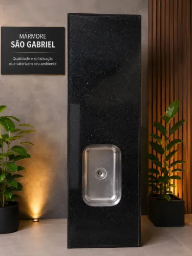 Pia em mármore preto São Gabriel 