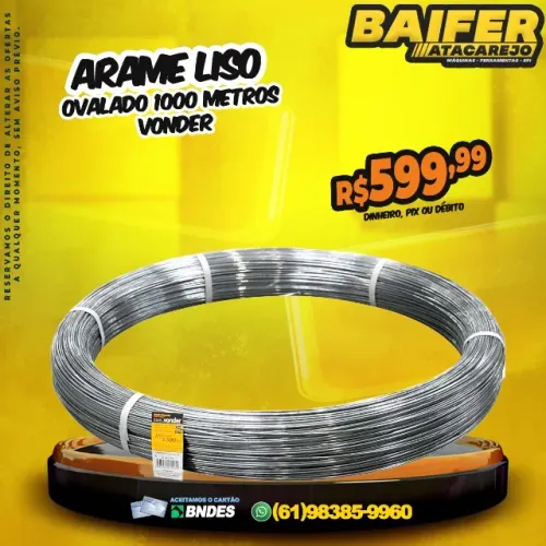 Arame Liso Ovalado 1000 Metros Vonder