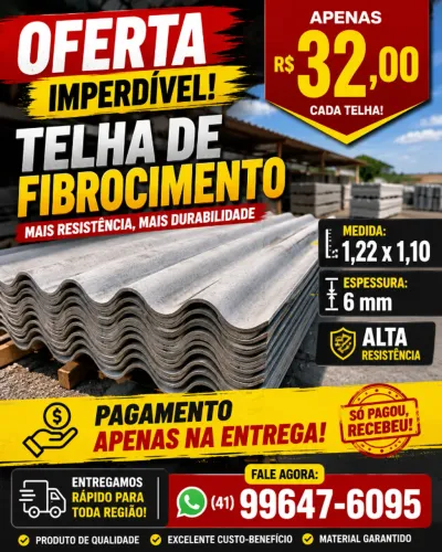 Telha 1.22 x 1.10 6mm ( Pagamento apenas na Entrega )